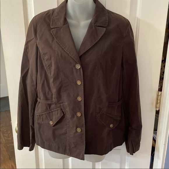 Talbots Sz 8 Brown Lightweight Button Up Cotton Jacket With Pockets GUC BPU2 - Picture 1 of 13